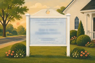 Wednesday Church Service Sign on Lawn