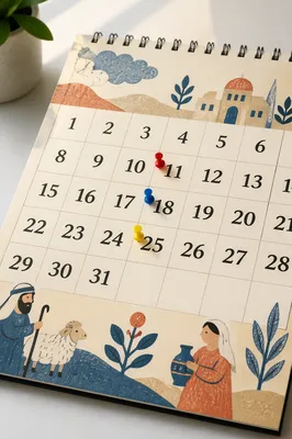 Pinned Monthly Calendar Flat Lay Planner