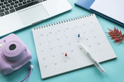 Pastel Monthly Calendar Planning Flat Lay