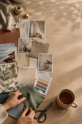 Creative Moodboard Fabric Swatches Flat Lay