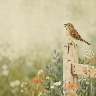 Songbird on Fence with Text Space