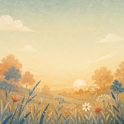 Hopeful Sunrise Meadow Text Space Background