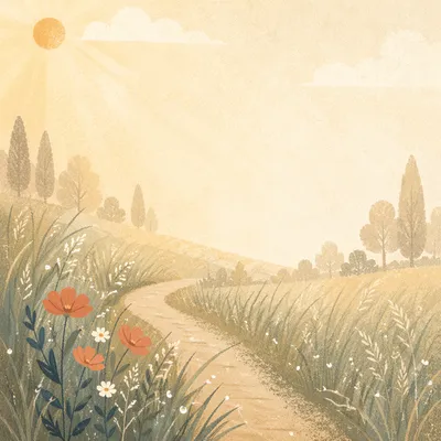 Hopeful Meadow Sunrise Text Space Background