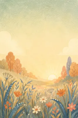 Hopeful Sunrise Meadow Text Space Background