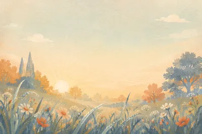 Hopeful Sunrise Meadow Text Space Background