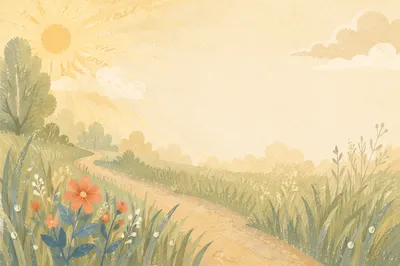 Hopeful Sunrise Meadow Background for Text
