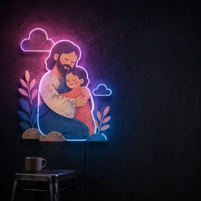 Neon Glow Wall with Copy Space