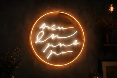 Amber Neon Sign on Charcoal Wall