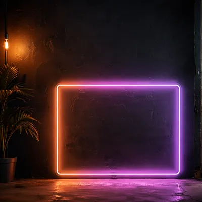 Minimal Neon Frame on Dark Wall