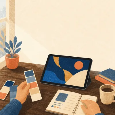 Tablet with Abstract Design on Desk