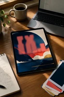 Designer Desk With Tablet Launch Graphic