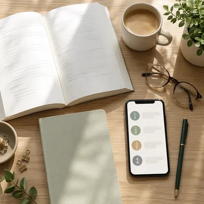 Organized Study Desk Flat Lay Scene