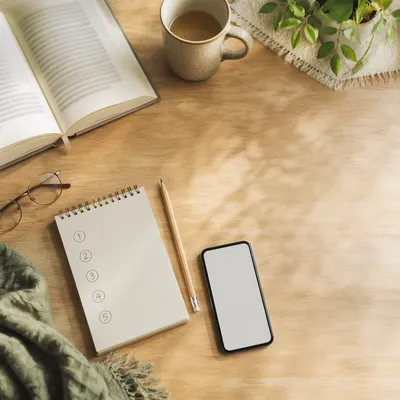 Cozy Study Desk Flat Lay