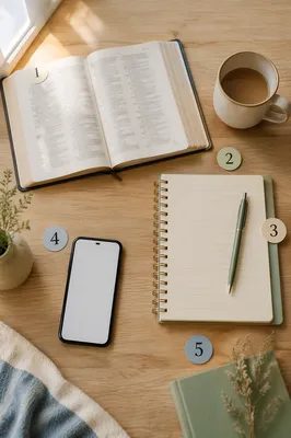 Desk Flat Lay with Study Essentials