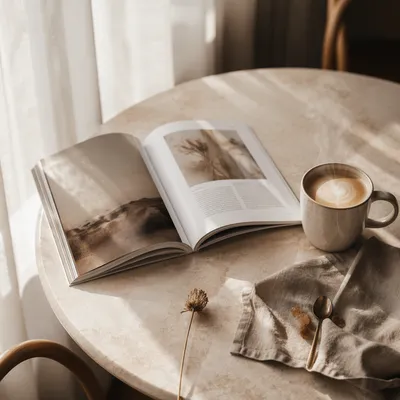 Cozy Cafe Magazine and Coffee Flat Lay