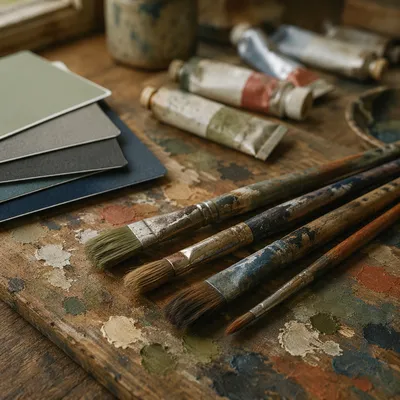 Folk Art Paint Swatches on Studio Desk