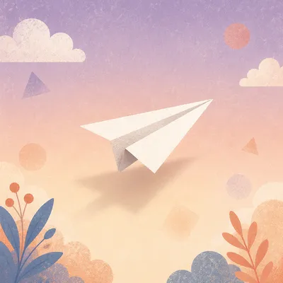 Paper Airplane on Lavender Peach Gradient