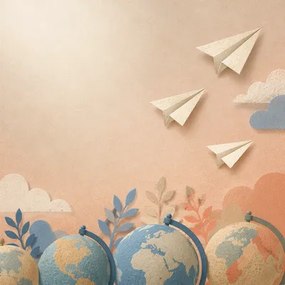Paper Airplanes and Globes Creative Gradient
