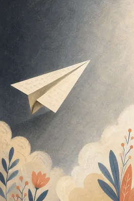 Paper Airplane of Imagination on Gray Gradient