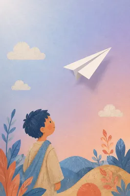 Paper Airplane on Pastel Gradient Background