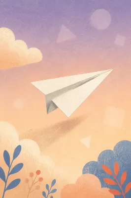 White Paper Airplane on Dreamy Gradient