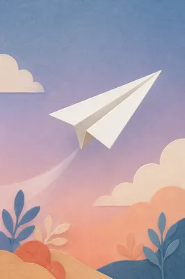Paper Airplane on Dreamy Gradient Background