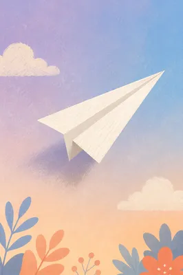 Paper Airplane on Pastel Gradient Background
