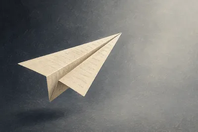 Ivory Paper Airplane on Charcoal Gradient
