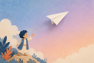 Paper Airplane on Dreamy Gradient Background