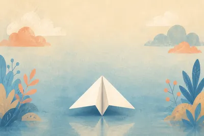 Paper Airplane on Dreamy Gradient Background