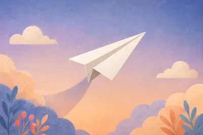 Paper Airplane on Dreamy Gradient Background