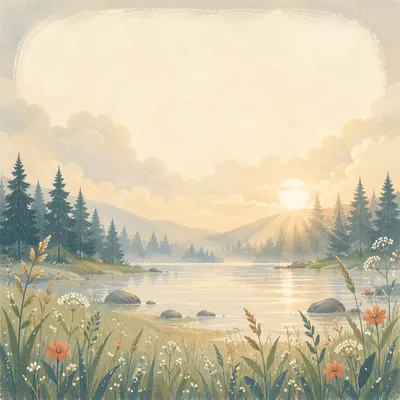 Peaceful Dawn Lakeside Scripture Wallpaper