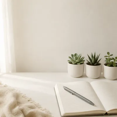Peaceful Desk Wallpaper with Succulents