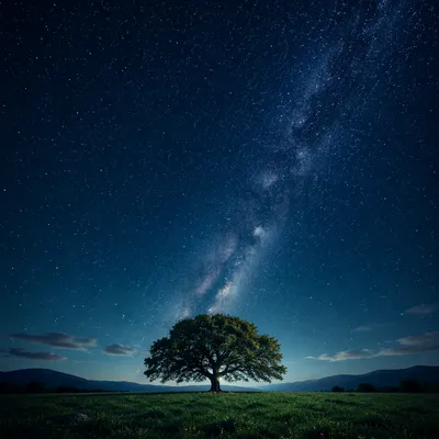 Peaceful Moonlit Tree Night Sky Wallpaper
