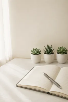 Peaceful Desk Wallpaper with Succulent Accents