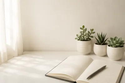 Peaceful Desk Wallpaper with Succulents