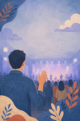 Raised Hand in Worship Hall