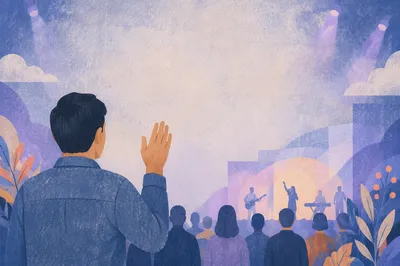 Worship Attendee Raising Hand in Prayer