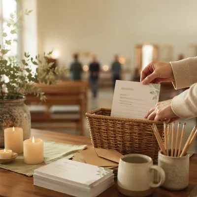 Church Prayer Request Card on Welcome Table