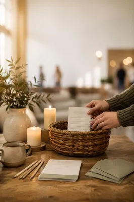 Church Prayer Request Card on Welcome Table