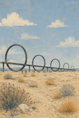 Desert Ring Installation Under Midday Sky