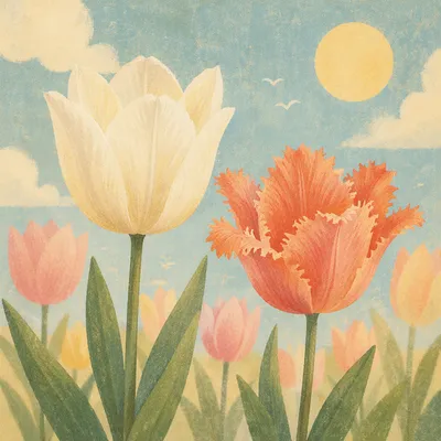 Pastel Spring Tulips with Dreamy Bokeh