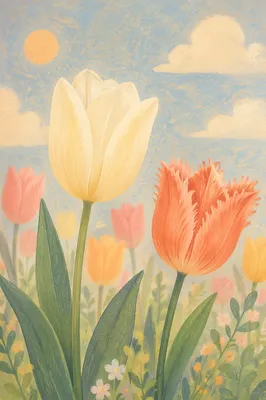 Pastel Spring Tulips with Dreamy Bokeh