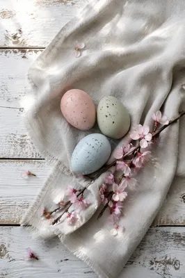 Pastel Spring Flat Lay with Easter Eggs
