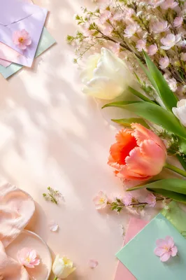 Pastel Spring Tulip Flat Lay