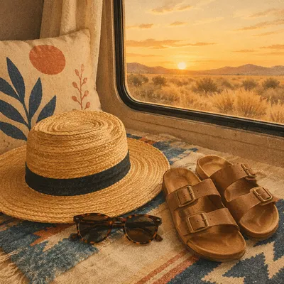 Summer Road Trip Flat Lay Essentials