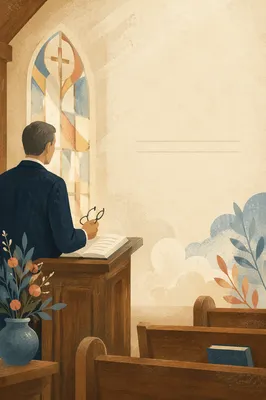 Pastor at Pulpit in Soft Chapel