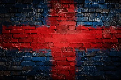 Abstract Cross Paint on Brick Wall