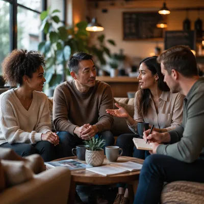 Cozy Small Group Conversation in Lounge