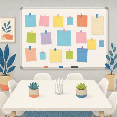 Colorful Sticky Note Wall for Content Planning